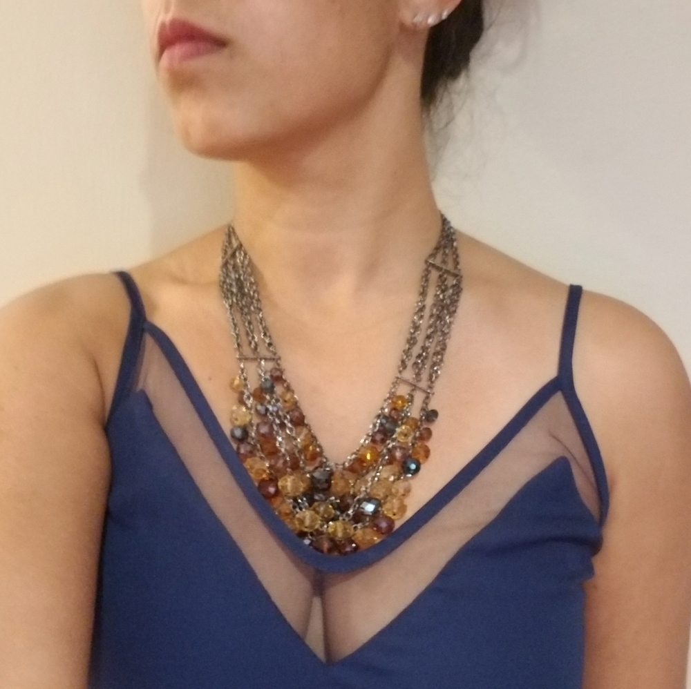Multicolored statement beaded necklace